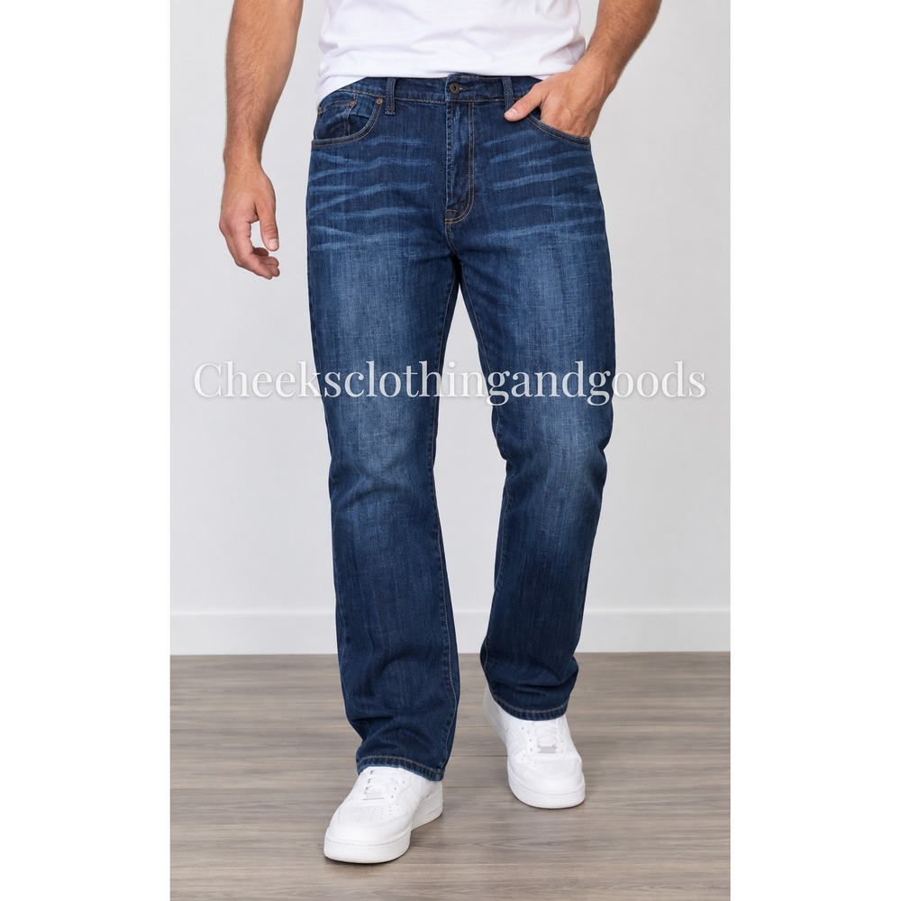 Lucky Brand 181 Relaxed Straight Mens Jeans Dark Wash 44x30 Blue Denim Pants